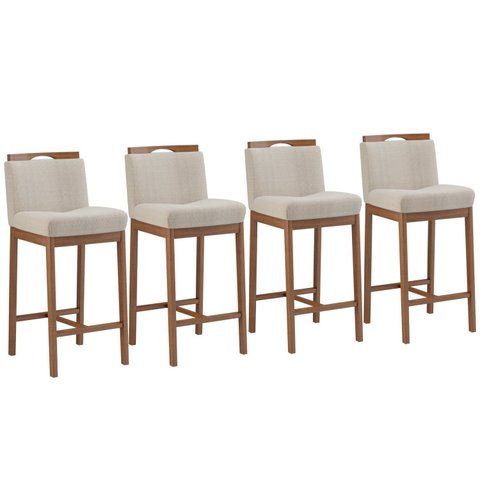 Conjunto 4 Banquetas Madeira Maciça Dani