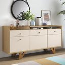 Ver imagem 2 de Buffet Aparador Cristal com 2 Portas e 2 Gavetas Freijó/off White - Pr Móveis