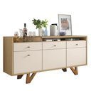 Ver imagem 1 de Buffet Aparador Cristal com 2 Portas e 2 Gavetas Freijó/off White - Pr Móveis