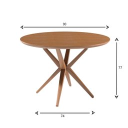 Mesa de Jantar Redonda Madeira Maciça 0,90m 4 Lugares Eva - 3 Mesa de Jantar Redonda Madeira Maciça 0,90m 4 Lugares Eva - 3