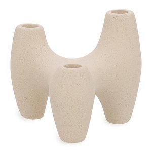 Castiçal Porta-velas Decorativo em Ceramica Bege Mart