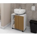 Ver imagem 1 de Gabinete Banheiro Pequin Bechara Armário Móvel com Rodinha e Porta Carrinho Auxiliar