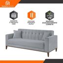 Ver imagem 3 de Sofa Liverpool 3 Lugares 195 Cm Base Madeira Talento Móveis Veludo Paris Cinza