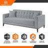 Sofa Liverpool 3 Lugares 195 Cm Base Madeira Talento Móveis Veludo Paris Cinza - 3