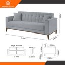 Ver imagem 5 de Sofa Liverpool 3 Lugares 195 Cm Base Madeira Talento Móveis Veludo Paris Cinza