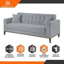 Ver imagem 4 de Sofa Liverpool 3 Lugares 195 Cm Base Madeira Talento Móveis Veludo Paris Cinza