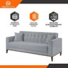 Sofa Liverpool 3 Lugares 195 Cm Base Madeira Talento Móveis Veludo Paris Cinza - 2