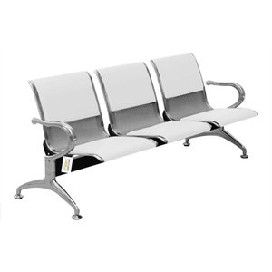 Cadeira Longarina com Est Cromada 3 Lugares Colors Branco