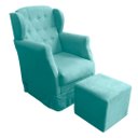 Ver imagem 1 de Poltrona Amamentação Balanço Manu com Puff Suede Azul Tifany - Jm Interiores