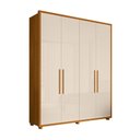 Ver imagem 3 de Guarda-Roupa Casal 4 Portas 3 Gavetas Greco 187cm MDF Cinamomo/Off White Quarto