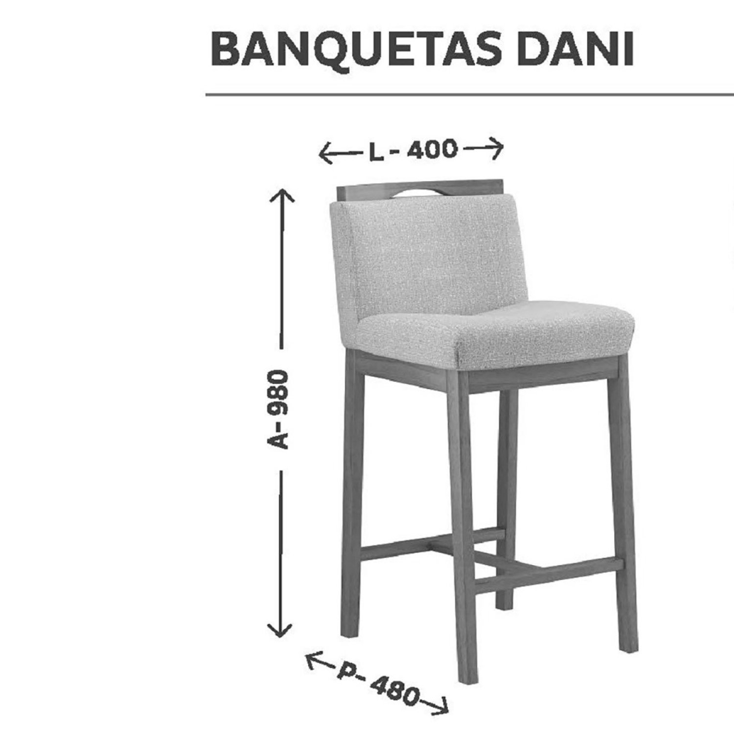 Conjunto 2 Banquetas Madeira Maciça Dani - 2