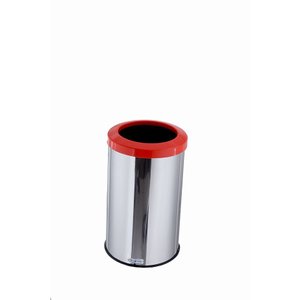 Lixeira Aço Inox Com Aro Plástico Lixo Reciclável Cozinha 20 Litros - Laranja