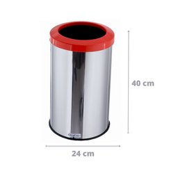 Lixeira Aço Inox Com Aro Plástico Lixo Reciclável Cozinha 20 Litros - Laranja - 2