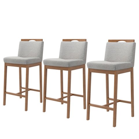 Conjunto 3 Banquetas Madeira Maciça Dani