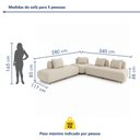 Ver imagem 4 de Sofá de Canto Modulado Orgânico com Almofadas e Base Madeira Maciça 280CMX340CM Madri