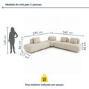 Ver imagem 3 de Sofá de Canto Modulado Orgânico com Almofadas e Base Madeira Maciça 280CMX340CM Madri