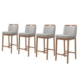 Conjunto 4 Banquetas Madeira Maciça Dani - 1