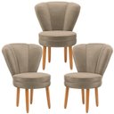 Ver imagem 1 de Kit 3 Cadeiras para Mesa de Jantar Estrutura em Madeira Maciça Tecido Veludo Premium Pés Palito