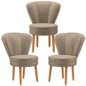 Kit 3 Cadeiras para Mesa de Jantar Estrutura em Madeira Maciça Tecido Veludo Premium Pés Palito