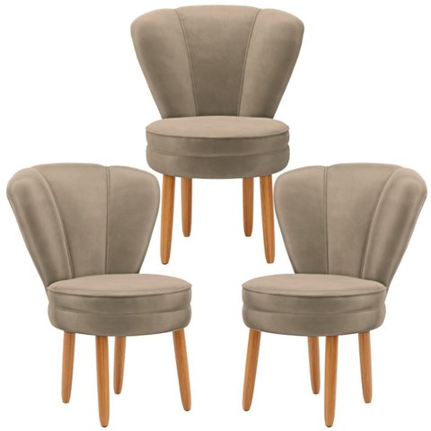 Kit 3 Cadeiras para Mesa de Jantar Estrutura em Madeira Maciça Tecido Veludo Premium Pés Palito