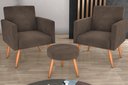 Ver imagem 1 de Kit 2 Poltronas + Puff Dallas Veludo Marrom E426 - Matrix