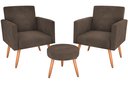 Ver imagem 2 de Kit 2 Poltronas + Puff Dallas Veludo Marrom E426 - Matrix