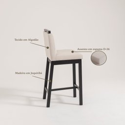 Conjunto 4 Banquetas Estofadas Madeira Maciça Dani - 5