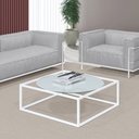 Ver imagem 2 de Mesa De Centro Sala 64x64x33cm Aço Branco e Vidro Industrial Moon Don Castro Decor