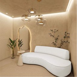Sofá Curvo 3 Lugares Amsterdã 200cm Bouclé Branco - 2