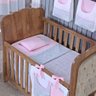 Enxoval de Bebe Kit de Berço Americano Cortina Algodão Menino Menina 8 Peças:chevron Rosa - 2