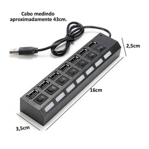 Hub Usb 2.0 - 7 Portas C/ Interruptor