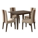 Ver imagem 2 de Conjunto Mesa de Jantar Kate 120cm 4 Cadeiras Linea Revestidas em Suede Amêndoa/Marfim Yescasa