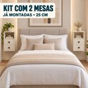 Ver imagem 1 de Kit 2 Mesas Cabeceira Suspensas 25cm com 2 Gavetas e Nicho MDF 15mm Off White Mesa de Cabeceira Mont