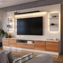 Ver imagem 2 de Estante Home para Tv até 75” Noble 270cm com 2 Torres Nichos e Led para Sala Off White/jequitiba