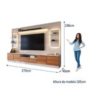Ver imagem 3 de Estante Home para Tv até 75” Noble 270cm com 2 Torres Nichos e Led para Sala Off White/jequitiba