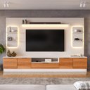Ver imagem 1 de Estante Home para Tv até 75” Noble 270cm com 2 Torres Nichos e Led para Sala Off White/jequitiba