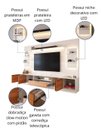 Ver imagem 4 de Estante Home para Tv até 75” Noble 270cm com 2 Torres Nichos e Led para Sala Off White/jequitiba