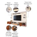 Ver imagem 4 de Estante Home para Tv até 75” Noble 270cm com 2 Torres Nichos e Led para Sala Off White/jequitiba