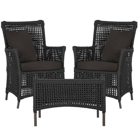 2 Poltronas e 1 Mesa Igapó em Alumínio Pintura Marrom Corda Náutica Estofado 9