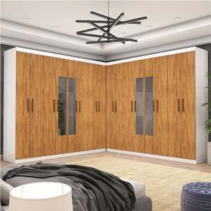 Closet Casal Duplo Rubi Premium 16 Portas C/espelho 8 Gavetas