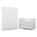 Ver imagem 1 de Jogo de Quarto Infantil Tutto New Guarda Roupa 4 Portas e Berço Branco Soft com Capitonê - Matic M