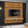 Painel Suspenso 2,3m 2 Gavetas para TVs Até 85 Polegadas Denver Absolut Ripado Nature/Off White J&A  - 1
