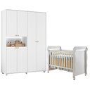 Ver imagem 1 de Berço Americano Mirelle com Guarda Roupa Infantil Vittoria Branco- Móveis Albatroz