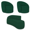 Ver imagem 1 de Sofá 2 Lugares Orgânico 140cm Morgan e 2 Poltronas Lua Bouclê Verde D03 - D’Rossi