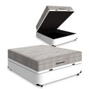 Ver imagem 1 de Cama Box com Baú Casal Branco + Colchão de Molas Ensacadas - Ortobom - Airtech Springpocket - 138x18
