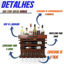 Barzinho Adega Parede - Boteco Terapia - 60 x 51 Imbuia - 4