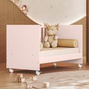 Ver imagem 2 de Berço Mini Cama Americano com Rodízio Lua Encantada Rosa Acetinado