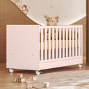 Ver imagem 1 de Berço Mini Cama Americano com Rodízio Lua Encantada Rosa Acetinado