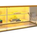 Ver imagem 5 de Estante para TV e Home Theater até 75 Polegadas Vidro Reflecta 100% MDF 226,4cmx217,6cm Led com Porta Luminare Bege Off White/Naturale