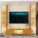 Ver imagem 6 de Estante para TV e Home Theater até 75 Polegadas com LED com Vidro Reflecta 100% MDF 226,4cmx217,6cm Led com Porta Luminare